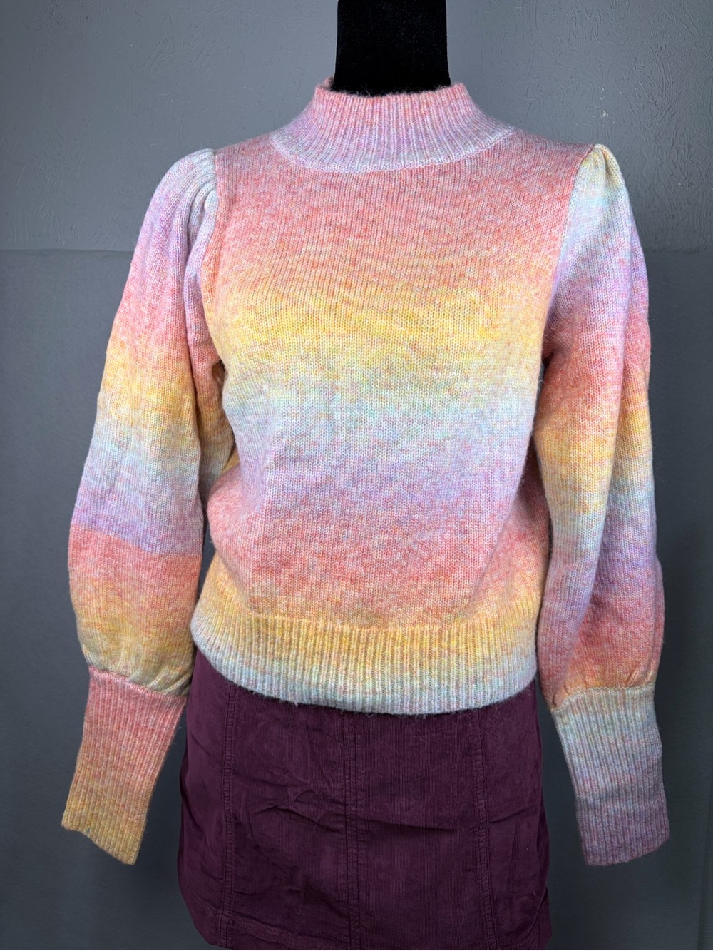 Pastel Ombre Mock Neck Sweater - Multi Pastel